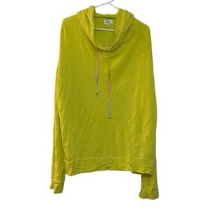 NWT Sundry Oversized Pullover Hoodie with Rainbow Drawstrings Neon Yellow